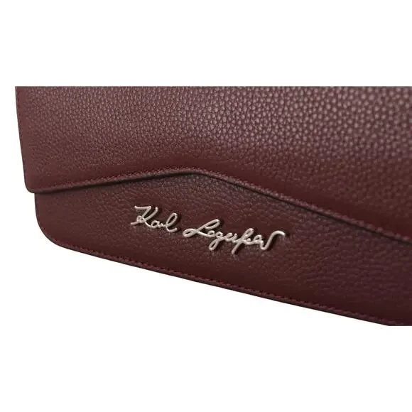 Karl Lagerfeld Elegant Wine Leather Evening Clutch - Picture 3 of 8